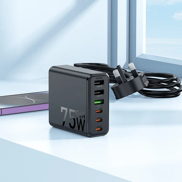 Hoco – GaN Six-Port Fast Charger 65W Desktop Charging Station