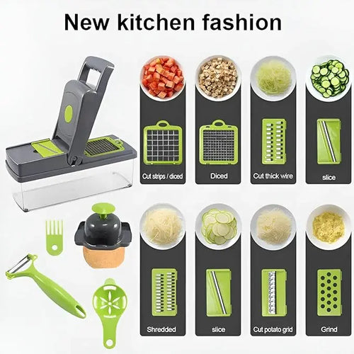 14 in 1 Multifunctional Vegetable Chopper, Mandoline Dicer, Slicer, With Container Box alternate view