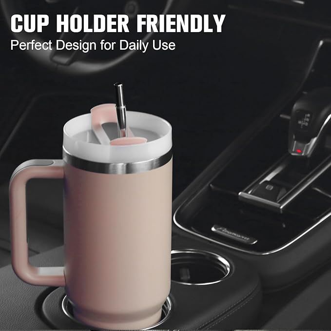 40oz Insulated Tumbler with Handle – Double Wall Stainless Steel Travel Cup