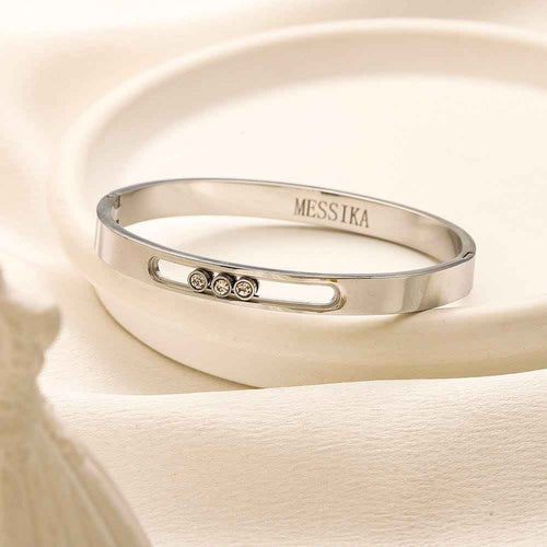 Sliding Stone Bangle Bracelet – Gold or Silver Tone