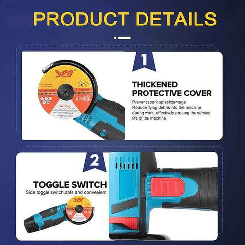 12V Cordless Angle Grinder – Handheld Portable Electric Grinder, 800W