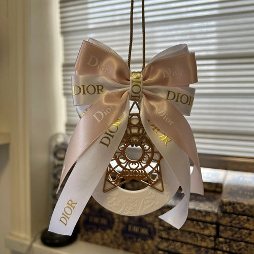 Dior Inspired Car Fragrance Stone Hanger | Satin Ribbon Bow & Gold Star | Car Air Freshener alternate view