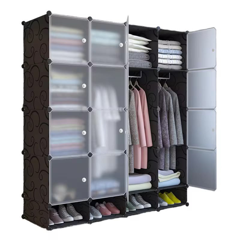 Multi-Section Modular Wardrobe with Shoe Storage | خزانة ملابس معيارية مع تخزين للأحذية