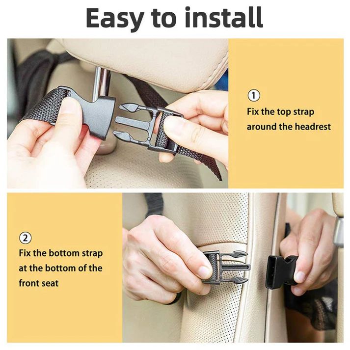Car Seat Back Storage Bag – Polyester Organizer, Hook-Type Installation