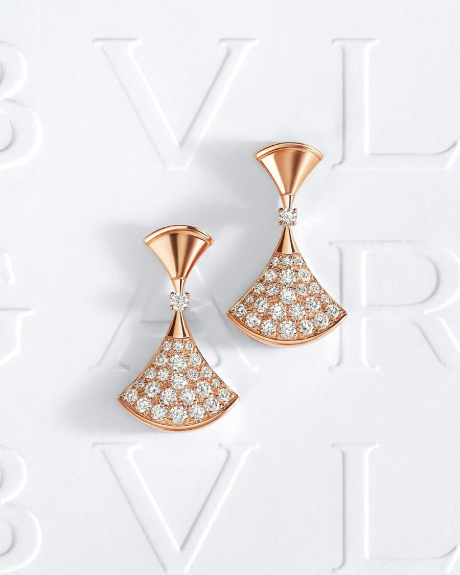 Bvlgari-Inspired Divas' Dream Fan Drop Earrings – Pavé Crystal | أقراط بتصميم بولغاري