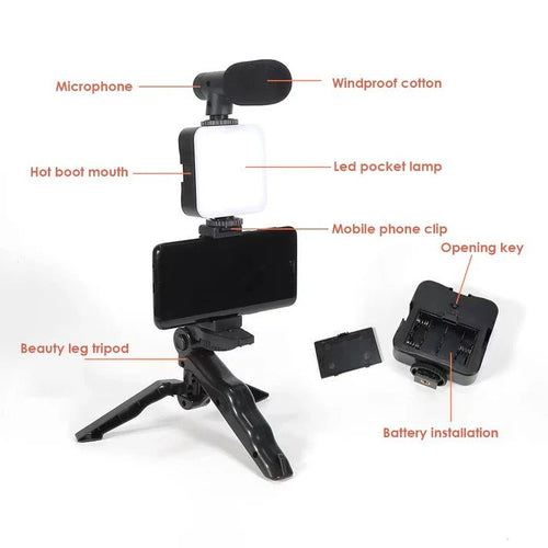 Smartphone & Camera Vlogging Studio Kit – Cold Shoe Mount, Multi-Angle Rig