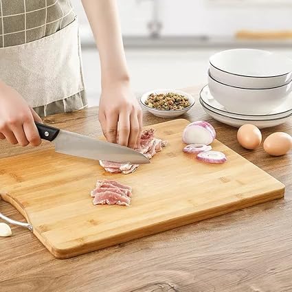 Wood Chopping Board with Handle | Natural Bamboo Kitchen Cutting Board