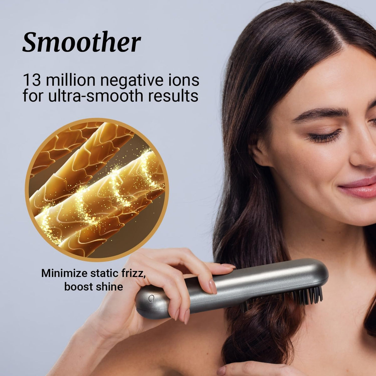2 in 1 Cordless Hair Straightener Brush - front view