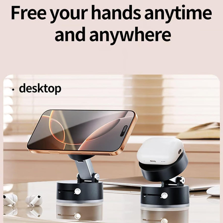 Foldable Vacuum Magnetic Car Phone Holder – 360° Rotatable Dashboard Mount