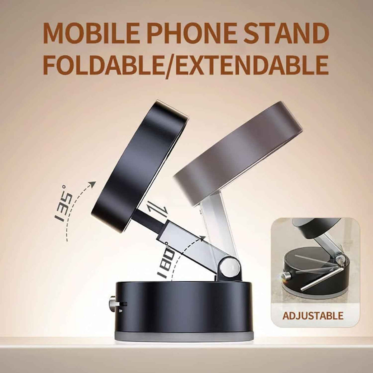 Foldable Vacuum Magnetic Car Phone Holder – 360° Rotatable Dashboard Mount