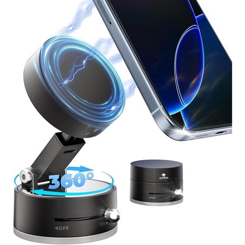 Foldable Vacuum Magnetic Car Phone Holder – 360° Rotatable Dashboard Mount