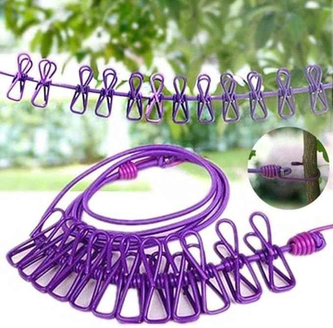 Cloth Drying Rope with Hooks – Retractable Laundry Line