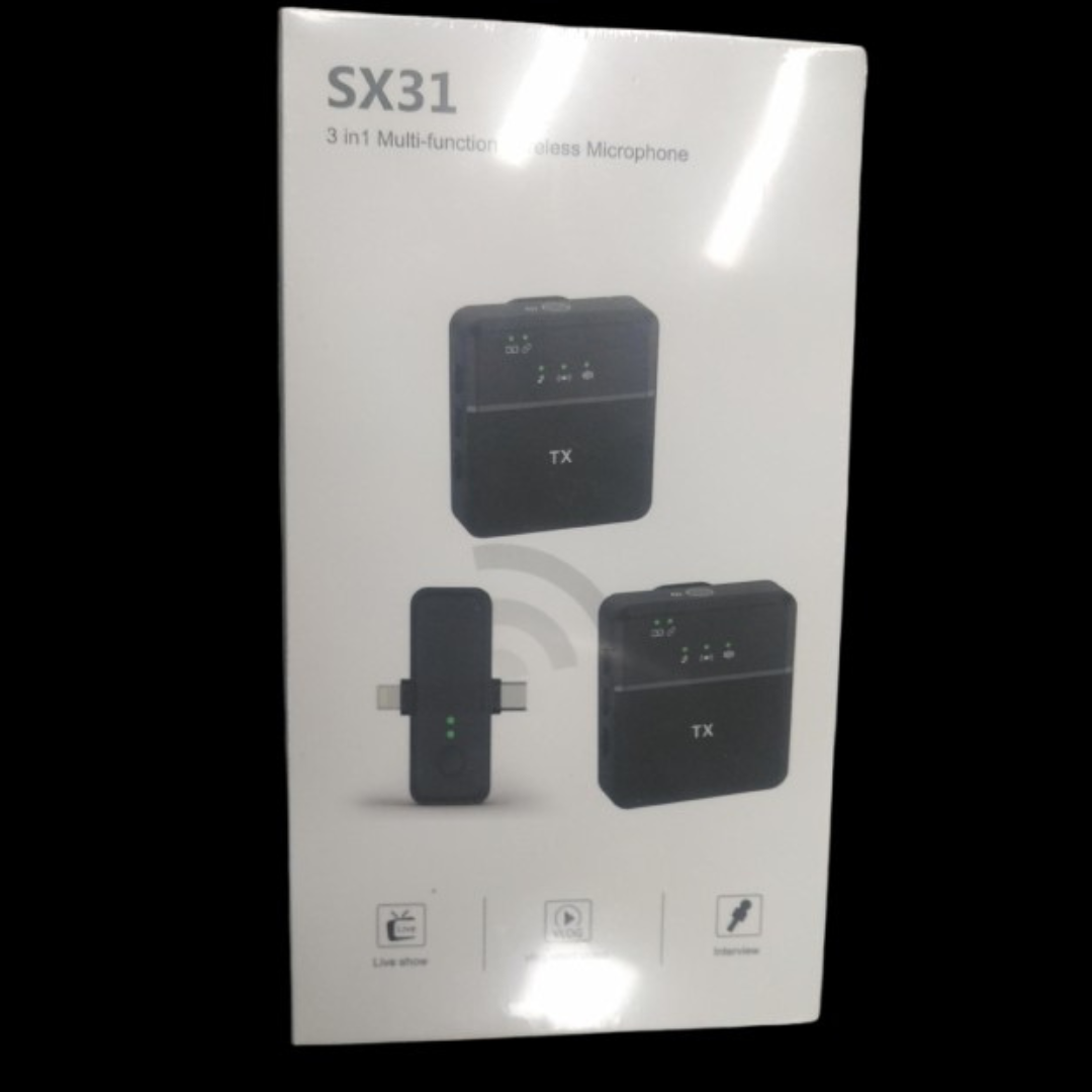 SX31 Wireless Lavalier Microphone – 3-in-1 for iPhone, Android & Camera