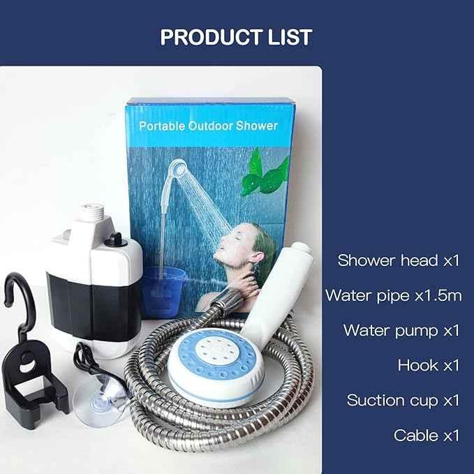 Portable Camping Shower – Rechargeable Electric Pump Outdoor Shower