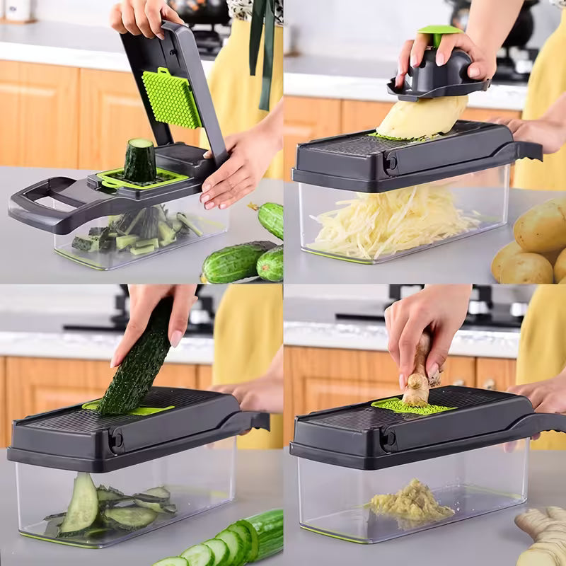 7-in-1 Multifunctional Vegetable Chopper & Slicer with Container