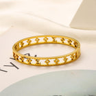 Black Cutout Monogram Pattern Bangle Bracelet 2