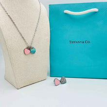 Double Heart Enamel Jewellery Set – Necklace & Earrings | طقم مجوهرات القلب المزدوج بالمينا