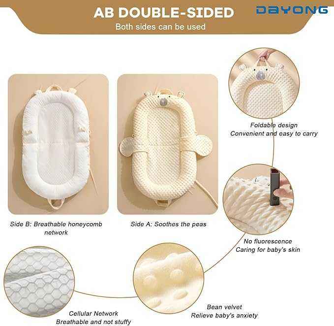Baby Lounger Sleeping Nest – Double-Sided Suede & Soft Fabric, Newborn