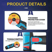 12V Cordless Angle Grinder – Handheld Portable Electric Grinder, 800W