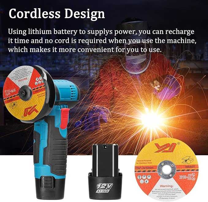 12V Cordless Angle Grinder – Handheld Portable Electric Grinder, 800W