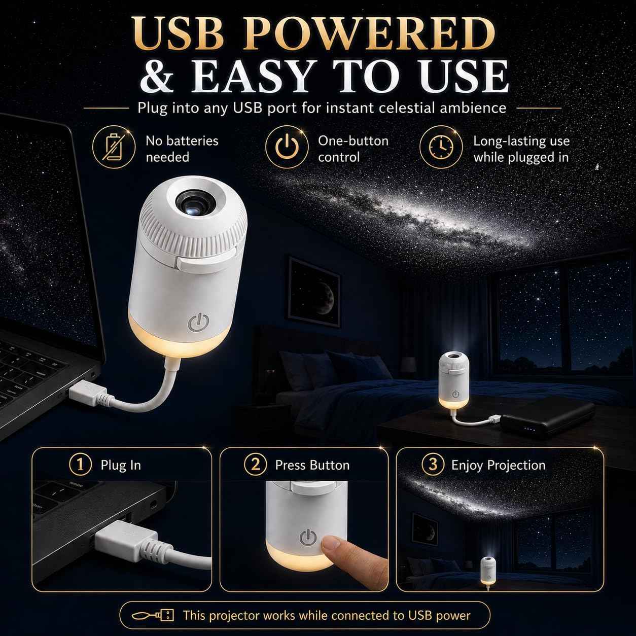 Portable Mini USB Starry Sky Projection Lamp | Galaxy Night Light