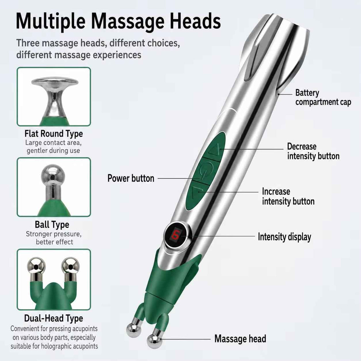 Multi-Head Electric Massage Pen for Personal Massage