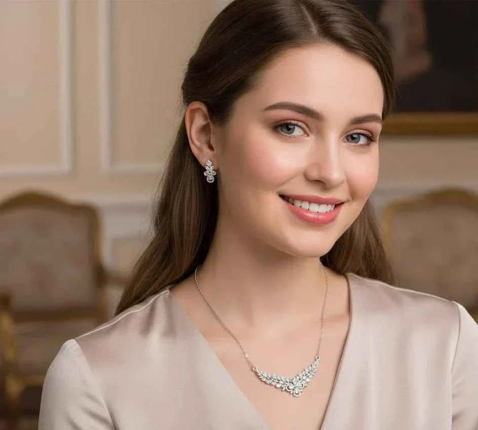 Crystal Leaf Jewelry Set