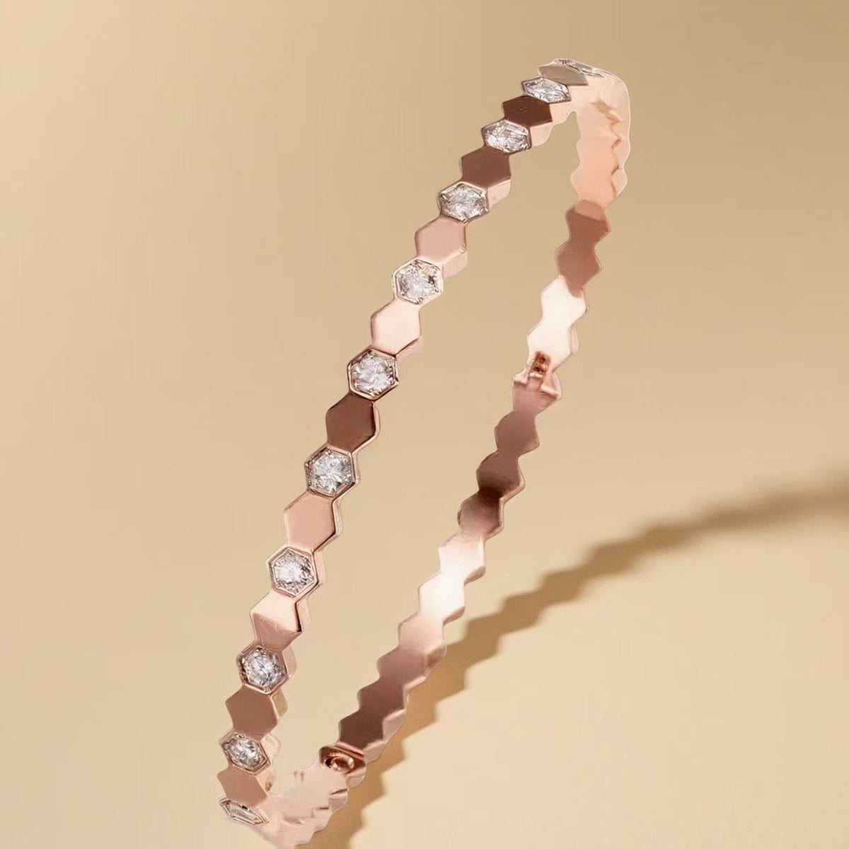 Rose Gold Honeycomb Crystal Bangle Bracelet