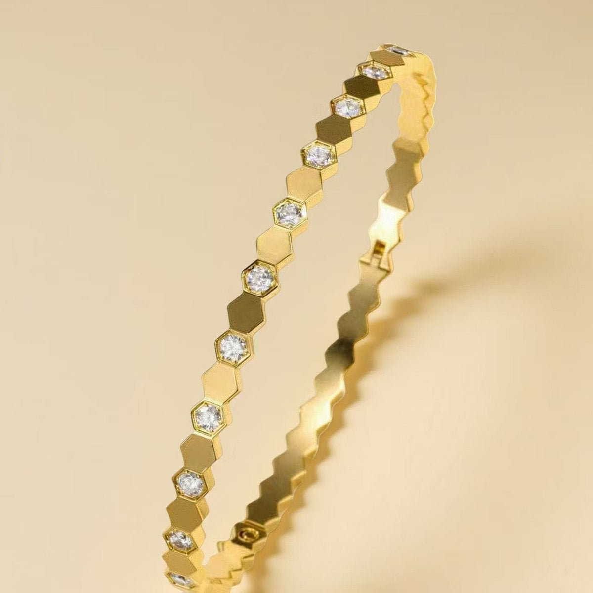 Rose Gold Honeycomb Crystal Bangle Bracelet