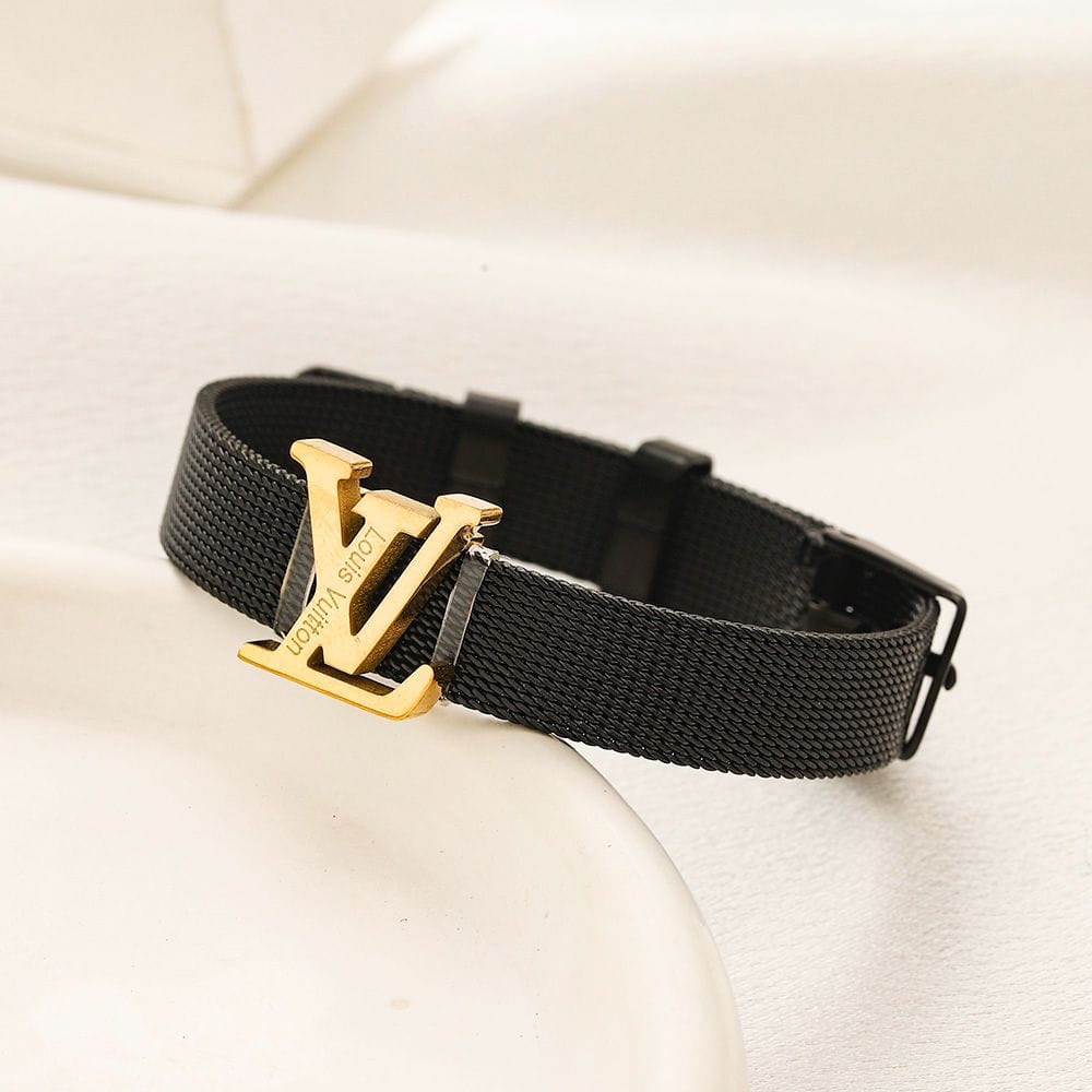 Silver Mesh Strap Bangle Bracelet with Designer Buckle