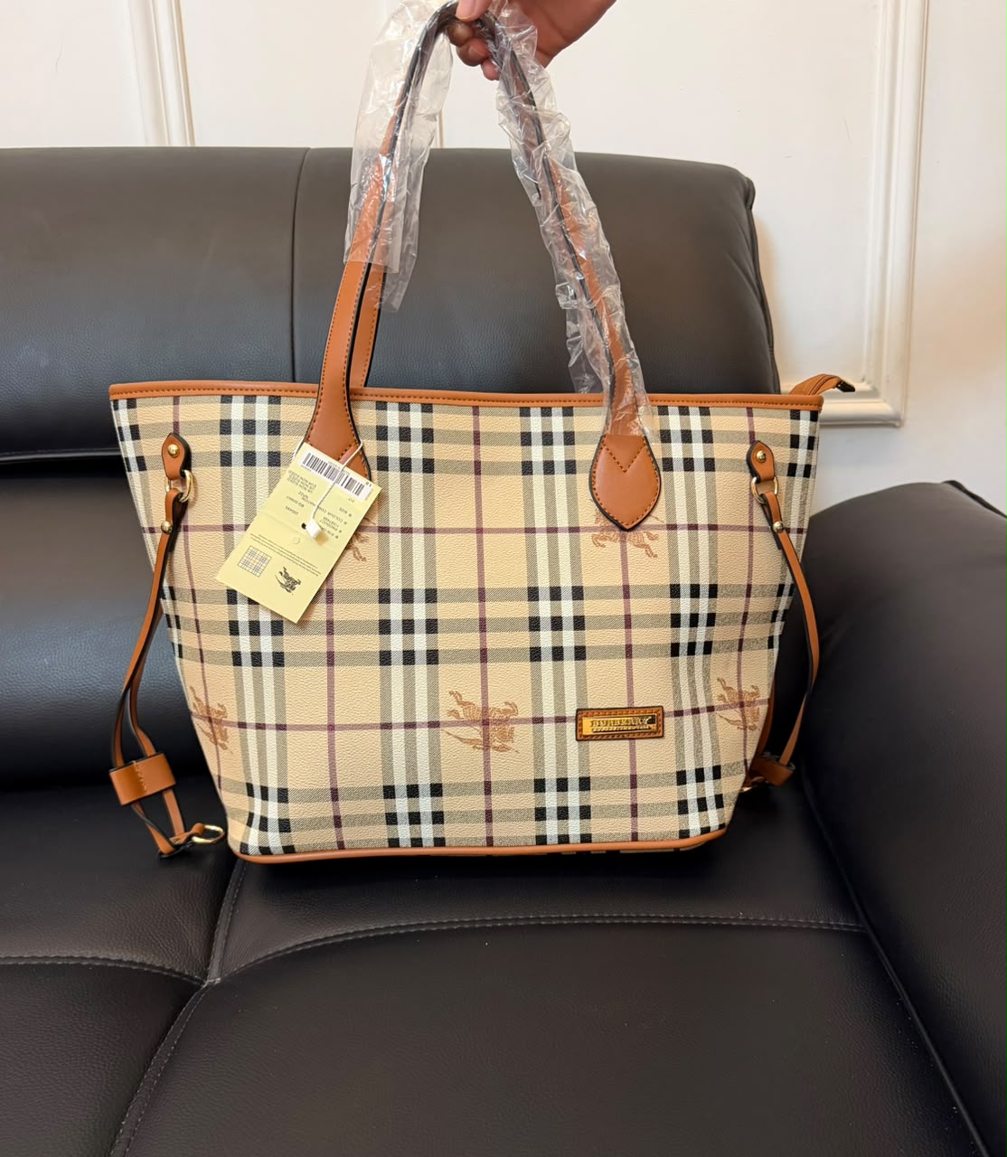 Classic Check Tote Shopper Bag – 46 × 16 × 29cm
