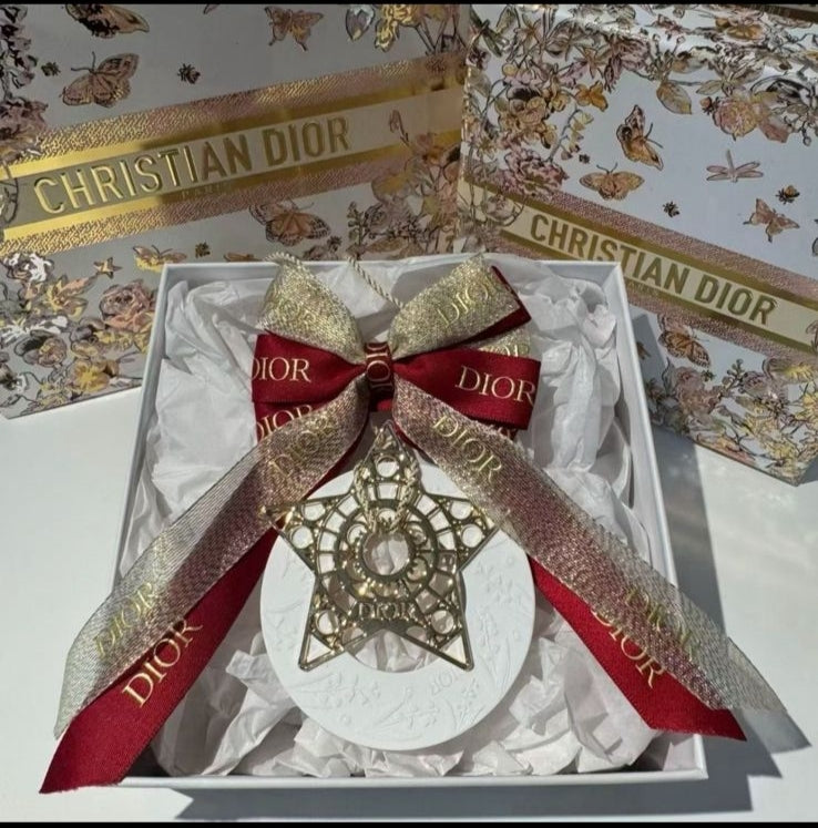 Dior Inspired Car Fragrance Stone Hanger | Satin Ribbon Bow & Gold Star | Car Air Freshener