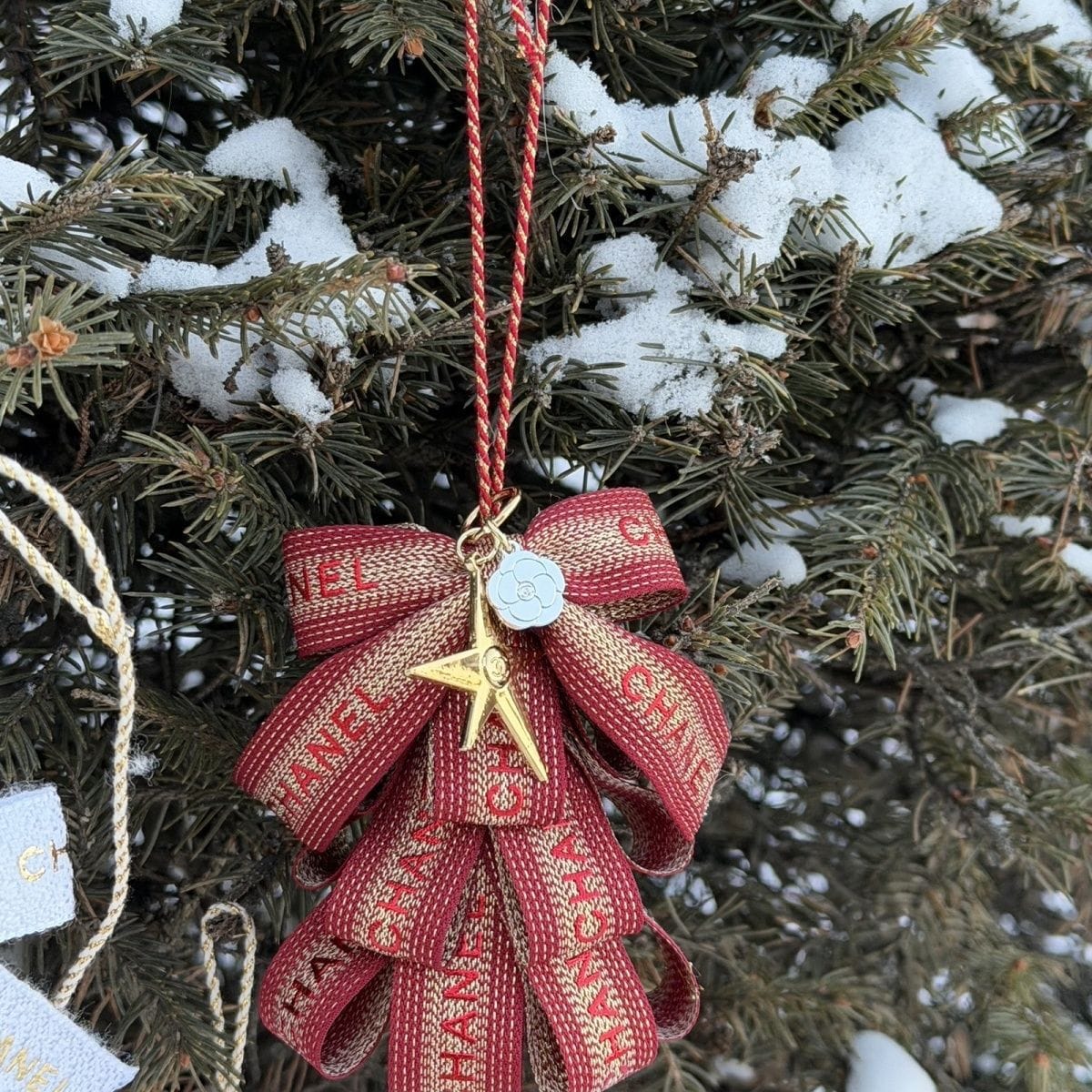Chanel Inspired Luxury Car Hanger | Pink Tweed Ribbon & Gold Star Charm