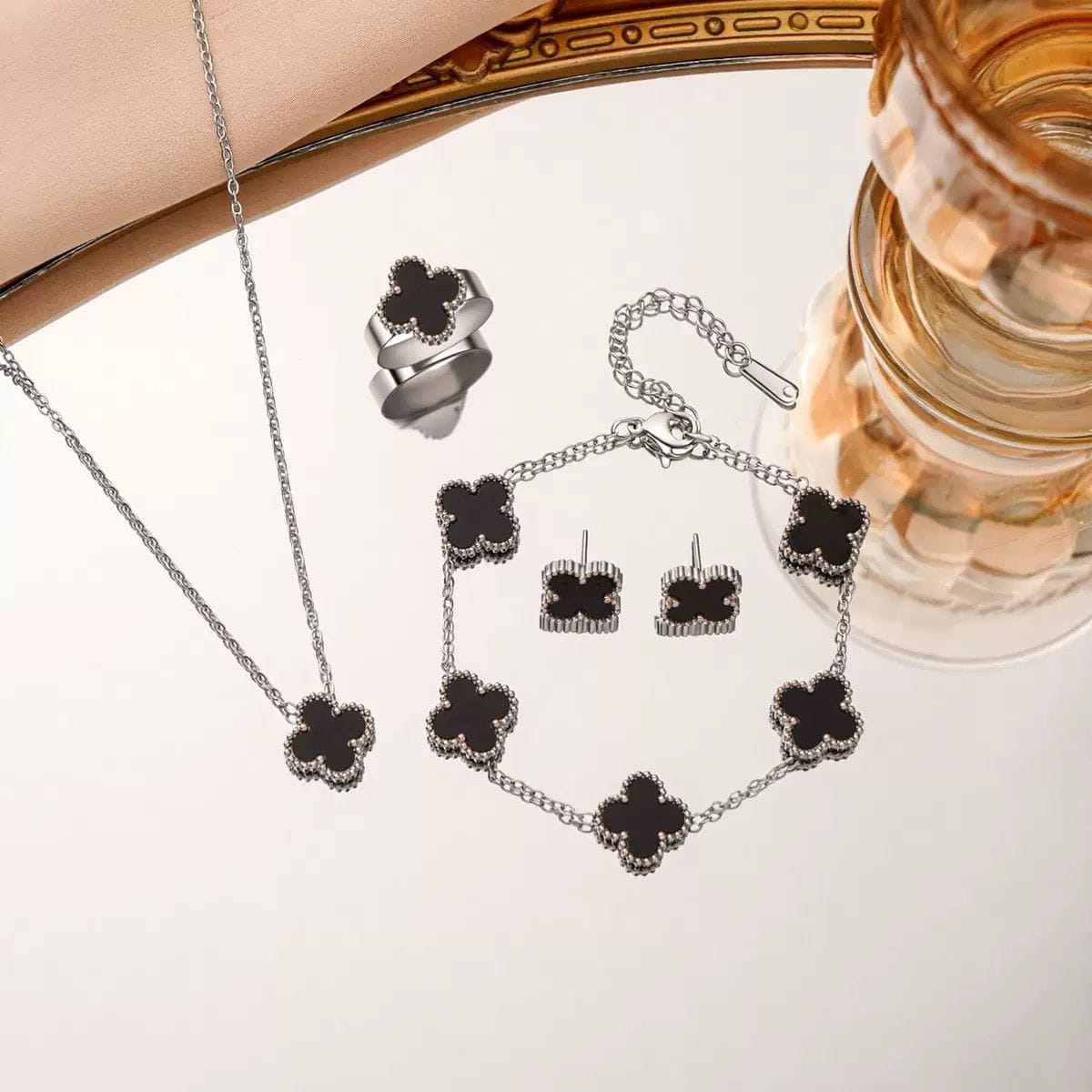 VCA-Inspired Stainless Steel Jewellery Set – 4 Pieces