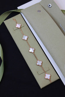 VanCleef & Arpels Vintage Alhambra Bracelet – 5 Motifs | 18K Gold Plated | Mother of Pearl