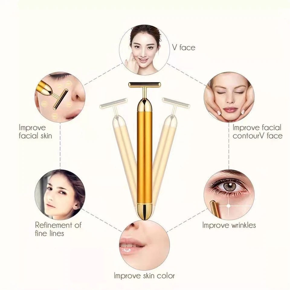 24K Golden Energy Vibrating Facial Massager & Beauty Bar
