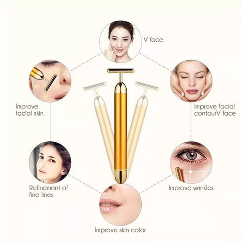 24K Golden Energy Beauty Bar | Vibrating Facial Roller & Skin Lifting Massager | مدلك الوجه الذهبي alternate view