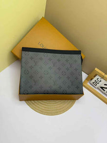 Monogram Canvas Men's Clutch Pouch | Luxury Designer-Style Zip Pouch with Gift Box | حقيبة كلاتش رجالي مونوغرام