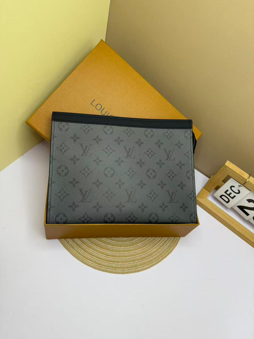 Monogram Canvas Men's Clutch Pouch | Luxury Designer-Style Zip Pouch with Gift Box | حقيبة كلاتش رجالي مونوغرام