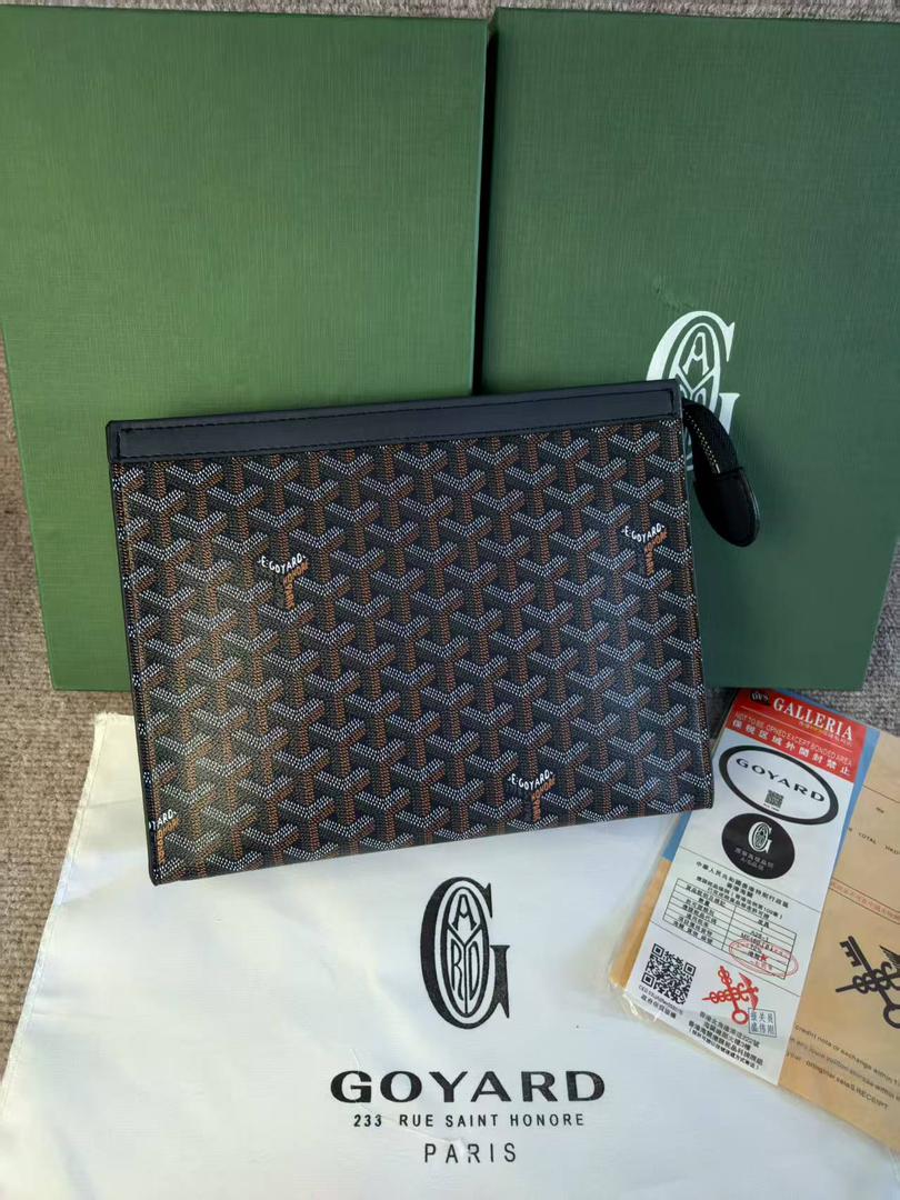 Men's Monogram Canvas Clutch Pouch – Zip Closure, 27 × 21cm