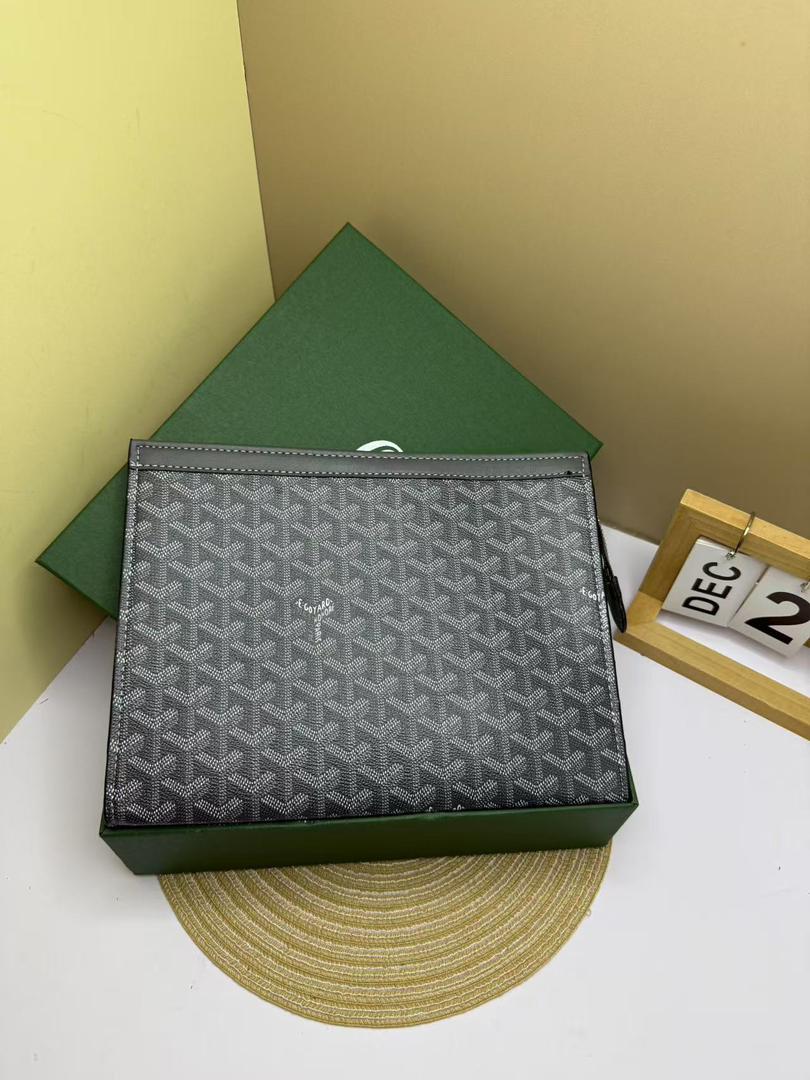 Men's Monogram Canvas Clutch Pouch – Zip Closure, 27 × 21cm