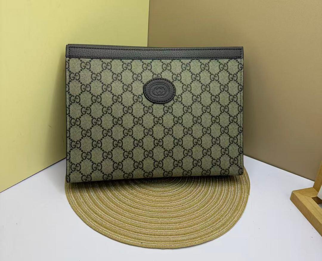 Men's Monogram Canvas Clutch Pouch – Zip Closure, 27 × 21cm