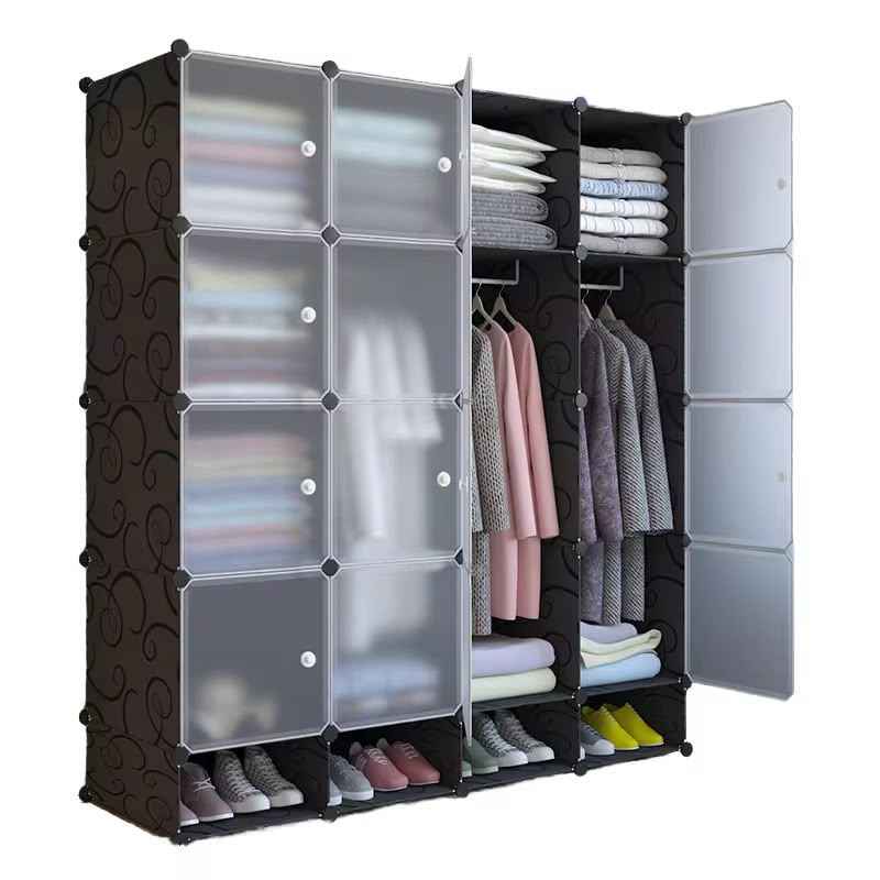 Multi-Section Modular Wardrobe with Shoe Storage | خزانة ملابس معيارية مع تخزين للأحذية