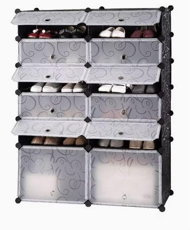 12-Cube Modular Shoe Rack Cabinet with Flip Doors alternate view