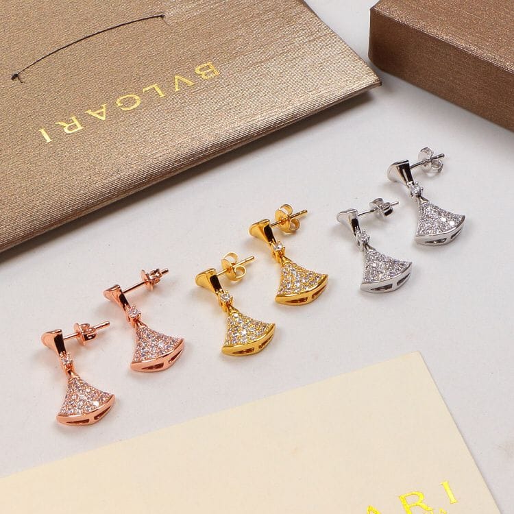Bvlgari-Inspired Divas' Dream Fan Drop Earrings – Pavé Crystal | أقراط بتصميم بولغاري