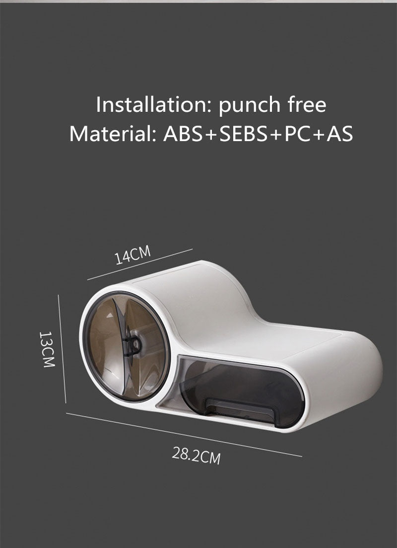 Roll Holder with Phone Shelf in Use - Bathroom Accessory