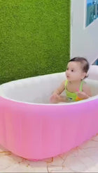 Inflatable Baby Bathtub | Foldable Anti-Slip Tub with Water Line & Big Drain | حوض استحمام قابل للنفخ للأطفال 4