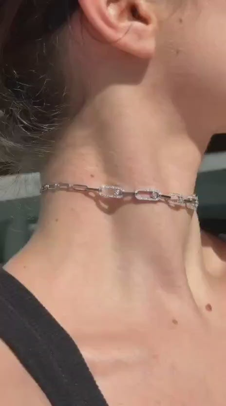 Messika Move Link Diamond Choker Necklace | White Gold Plated