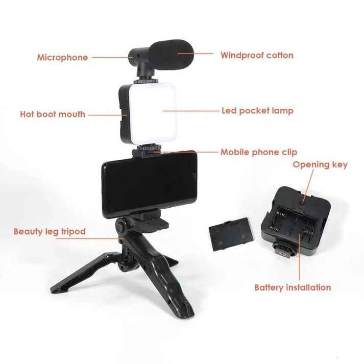 Smartphone & Camera Vlogging Studio Kit – Cold Shoe Mount, Multi-Angle Rig