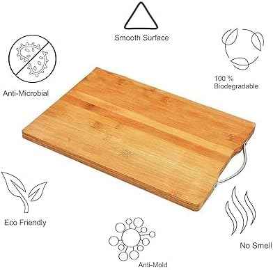 Wood Chopping Board with Handle | Natural Bamboo Kitchen Cutting Board